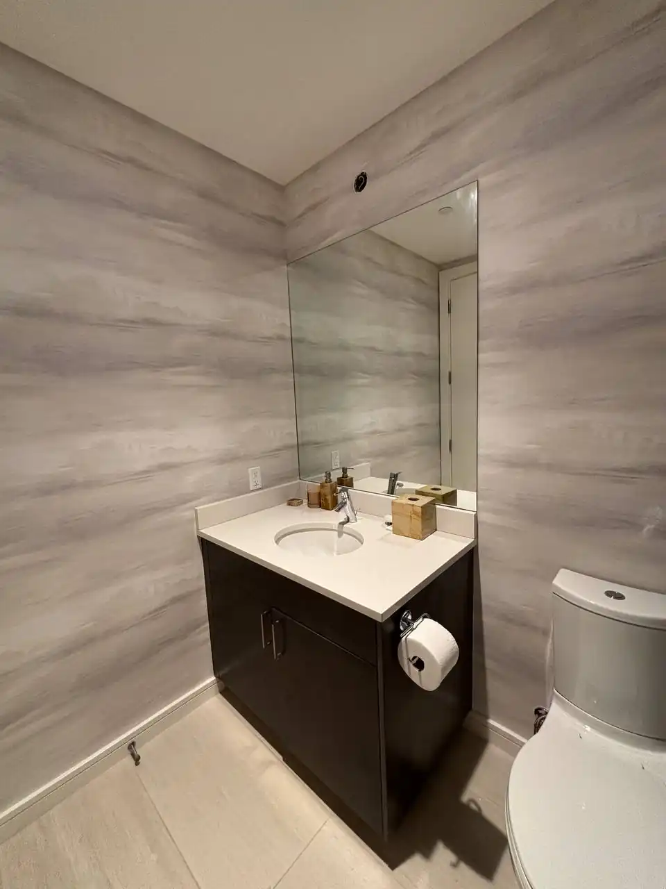 Finished wallpaper installation in residential interior