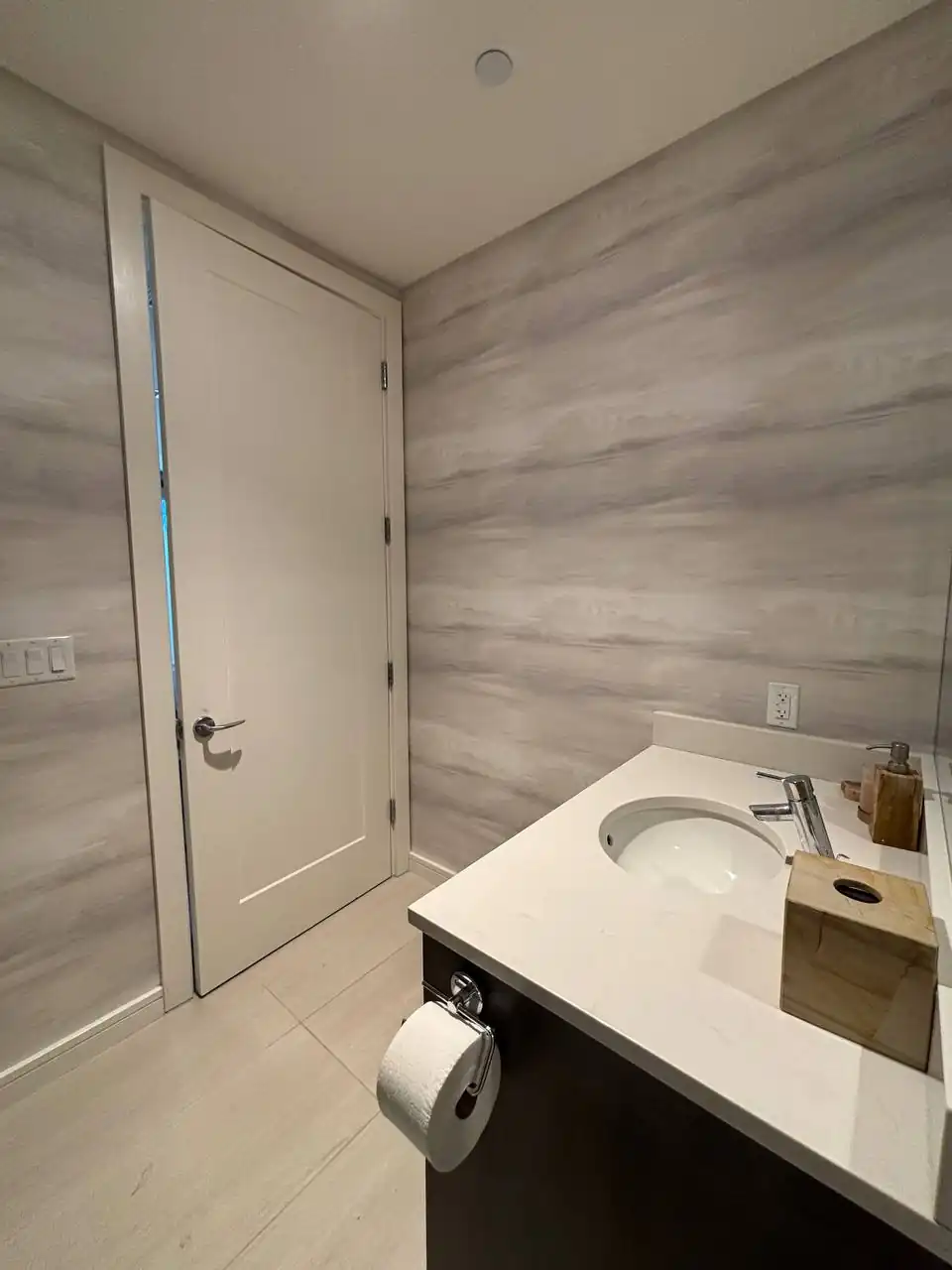Completed interior wallpaper installation project