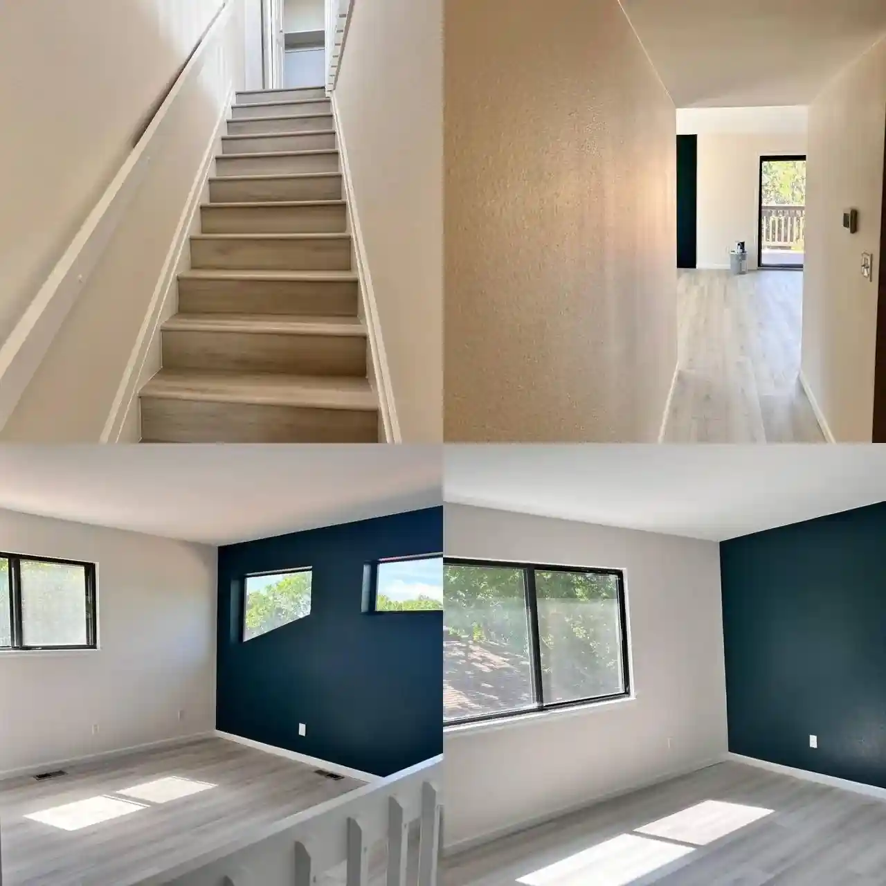 Staircase and hallway interior after wall preparation and repainting