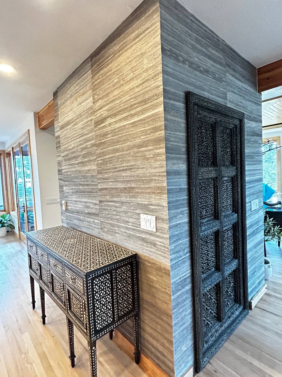 High quality wallpaper hanging service completed in residential interior