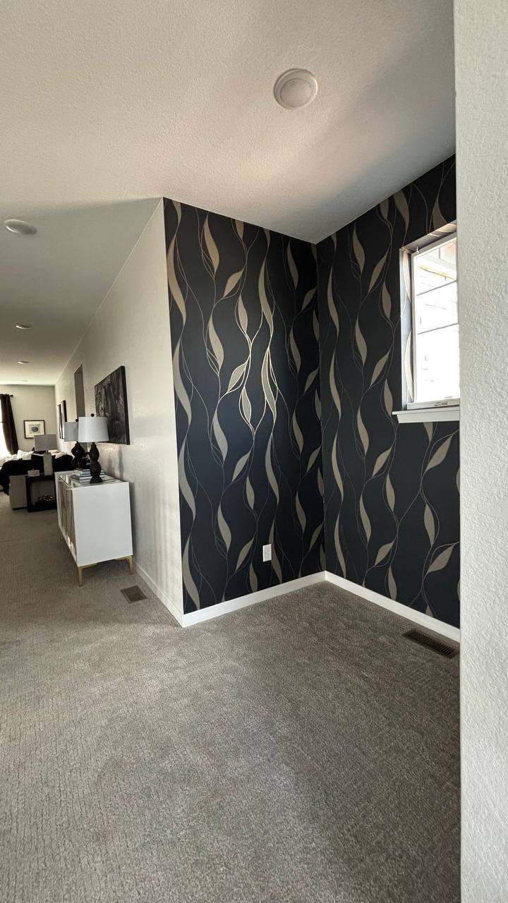 Premium wallpaper installation with smooth corners and invisible joints